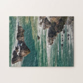 Kustkust Schilderachtig met golven Legpuzzel (Horizontaal)