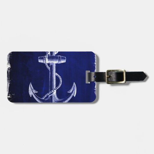 kustkust - zee - zee - blauw anker bagagelabel (Voorkant horizontaal)