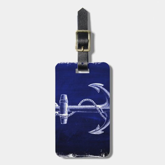 kustkust - zee - zee - blauw anker bagagelabel (Voorkant verticaal)