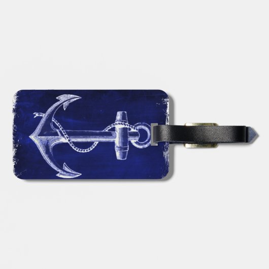 kustkust - zee - zee - blauw anker bagagelabel (Achterkant horizontaal)