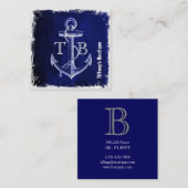 kustkust - zee - zee - blauw anker vierkante visitekaartje (Voorkant / Achterkant)