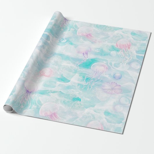 Kustkwal Watercolor Patroon Cadeaupapier (Uitgerold)