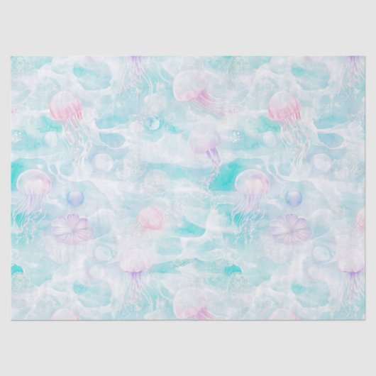 Kustkwal Watercolor Patroon Tissuepapier (Voorkant)