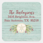 Kustlabel kerstbal vierkante sticker (Voorkant)