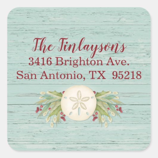 Kustlabel kerstbal vierkante sticker (Voorkant)