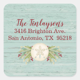 Kustlabel kerstbal vierkante sticker