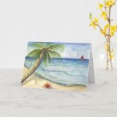 Kustlandpalmstrand wenskaart kaart (Gele Bloem)