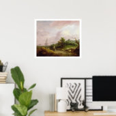 Kustlandschap met een Shepherd en zijn kudde, c Poster (Thuiskantoor)