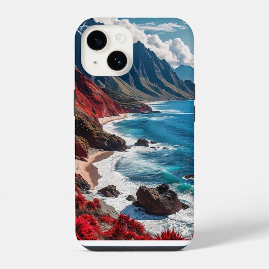 Kustlandschap met levendige rode kliffen iPhone hoesje (Achterkant)