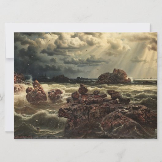 Kustlandschap met schepen aan de horizon kaart (Voorkant)