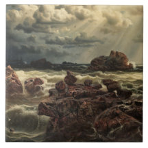 Kustlandschap met schepen aan de horizon