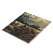 Kustlandschap met schepen aan de horizon tegeltje (Zijkant)