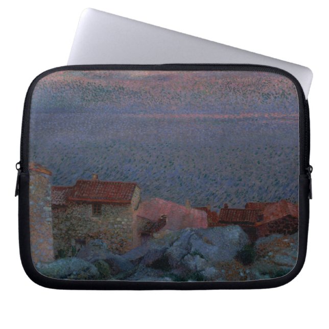 Kustlandschap (olie op doek) laptop sleeve (Voorkant)