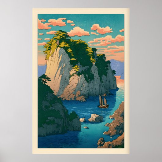 Kustlandschap Print Serene Rotsachtige Kust en (Voorkant)