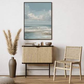 Kustlandschapschildering Zachte oceaan horizon Canvas Afdruk