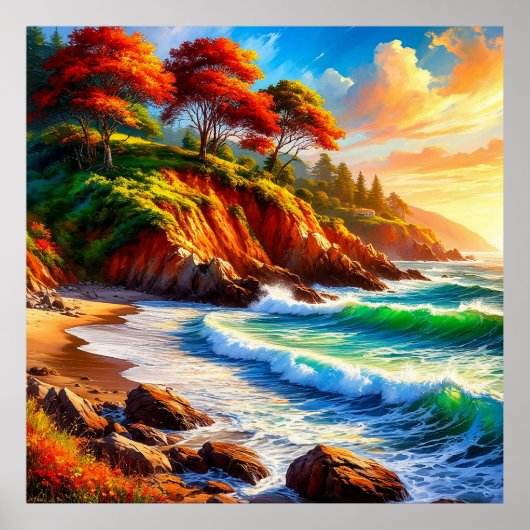 Kustlandschapskunst voor Ontspannende Huisdecorati Poster (Voorkant)