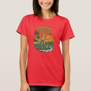 Kustleven Alligator Surfen Retro FL Surf Strand T-shirt