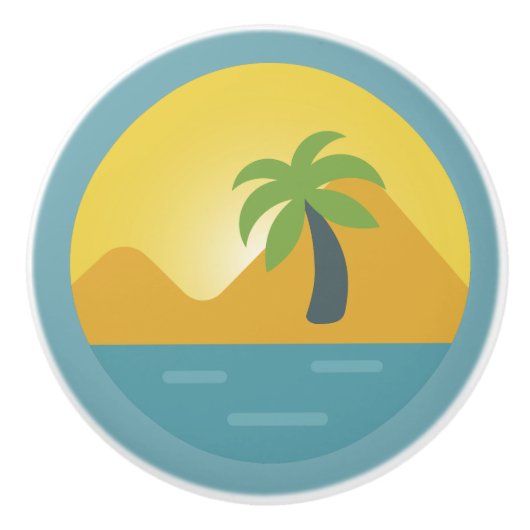 Kustleven Design, Palmbomen Keramische Knop (Voorkant)