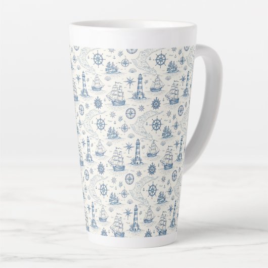 Kustleven Oceaan Blauw Latte Mok (Rechterhoek)