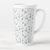 Kustleven Oceaan Blauw Latte Mok (Rechts)