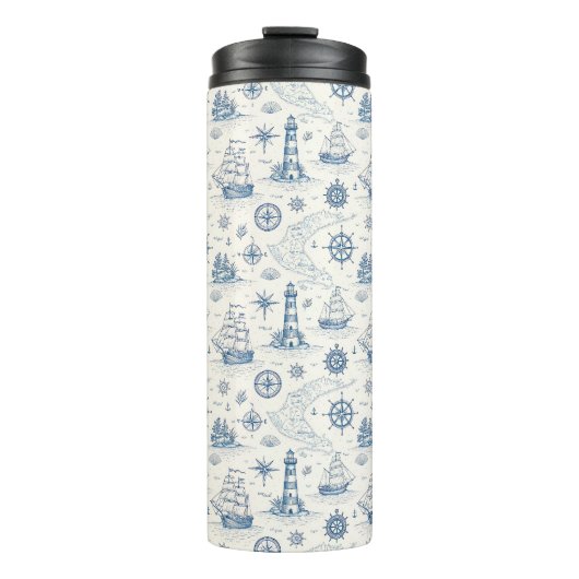 Kustleven Oceaan Blauw Thermosbeker (Voorkant)