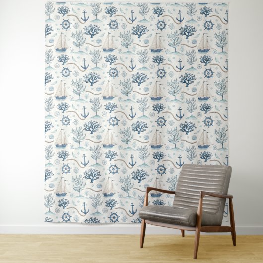 Kustleven Oceaan Blauw Wandkleed (In situ)
