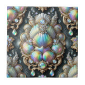 Kustleven | Zwarte Zeeschelp Opal Diamant Tegeltje (Voorkant)