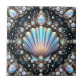 Kustleven | Zwarte Zeeschelp Opal Diamant Tegeltje (Voorkant)