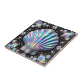 Kustleven | Zwarte Zeeschelp Opal Diamant Tegeltje (Zijkant)