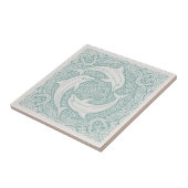 Kustlevens Serie Drie Dolfijnen Teal D1208 Tegeltje (Zijkant)