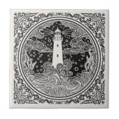Kustlevens Serie Vuurtoren B & W D1208 Tegeltje (Voorkant)