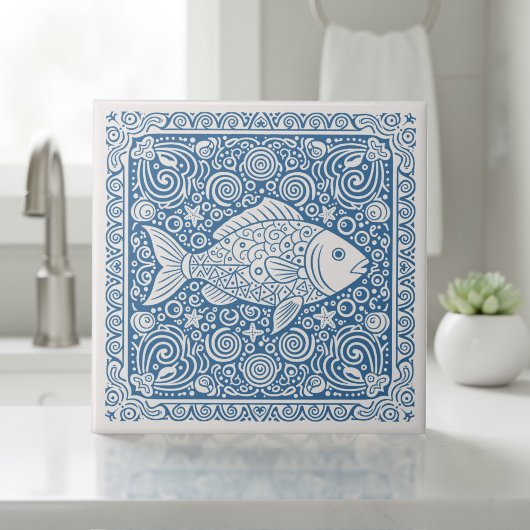 Kustlevenserie Vis Blauwe D1208 Tegeltje