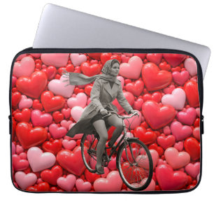Kustliefde vintage zwart-wit en harten laptop sleeve