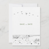 Kustliefde zandstrand minimale bruiloft save the date (Voorkant)