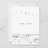 Kustliefde zandstrand minimale bruiloft save the date (Voorkant)
