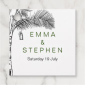 Kustliefde zandstrand minimale lijn kunst bruiloft bedankjes labels (Voorkant)