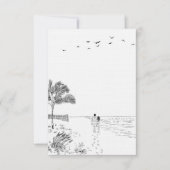 Kustliefde zandstrand minimale lijn kunst bruiloft bedankkaart (Voorkant)