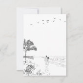 Kustliefde zandstrand minimale lijn kunst bruiloft bedankkaart (Voorkant)