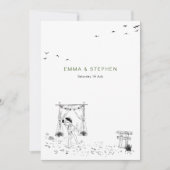 Kustliefde zandstrand minimale lijn kunst bruiloft kaart (Voorkant)