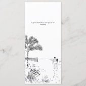 Kustliefde zandstrand minimale lijn kunst bruiloft menu (Achterkant)