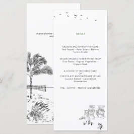 Kustliefde zandstrand minimale lijn kunst bruiloft menu