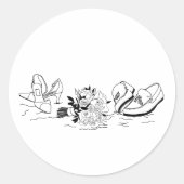 Kustliefde zandstrand minimale lijn kunst bruiloft ronde sticker (Voorkant)