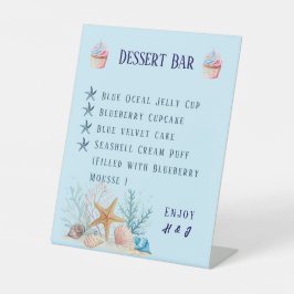 Kustliefdes dessertbar bruiloftstafel reclamebord met voetstuk