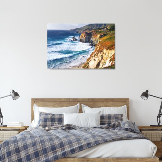 Kustlijn | Big Sur, Californië Canvas Afdruk (Insitu (Slaapkamer))