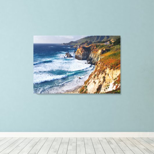 Kustlijn | Big Sur, Californië Canvas Afdruk (Insitu (Houten vloer))