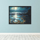 Kustlijn bij maanlicht canvas afdruk (Insitu (Houten vloer))