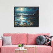 Kustlijn bij maanlicht canvas afdruk (Insitu (Woonkamer))
