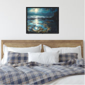 Kustlijn bij maanlicht canvas afdruk (Insitu (Slaapkamer))