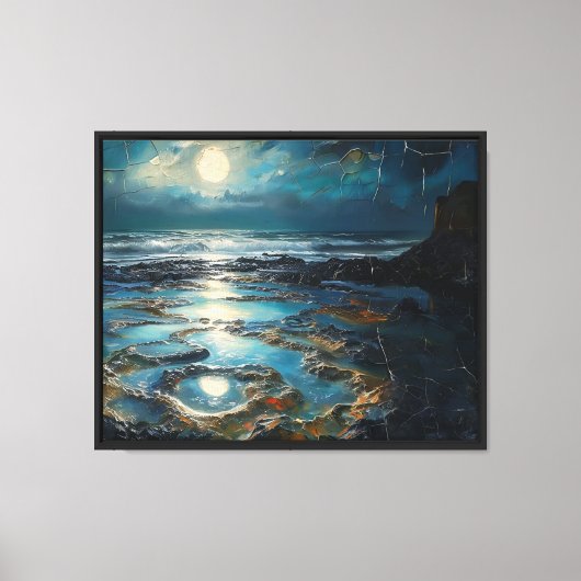 Kustlijn bij maanlicht canvas afdruk (Voorkant)