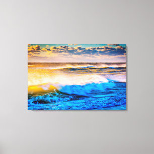 Kustlijn bij zonsopgang canvas afdruk